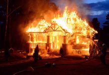 House engulfed in flames