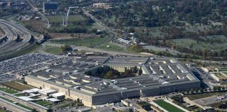 Aerial view of the Pentagon building