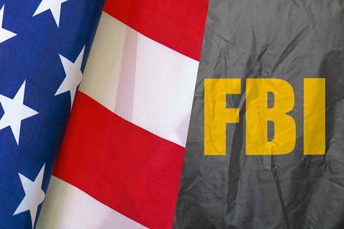 American flag and FBI logo