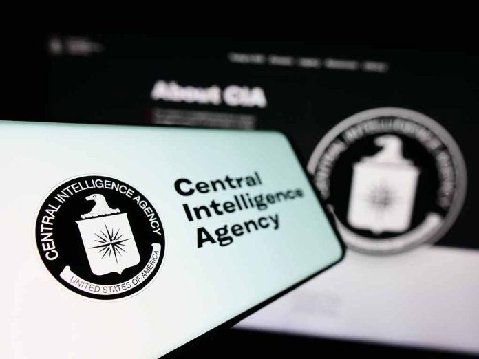 CIA logo on screen, text "Central Intelligence Agency".