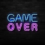 Neon sign displaying game over text