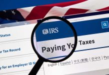 Magnifying glass over IRS website