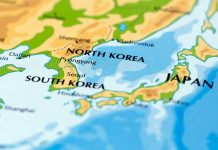 Map of North Korea, South Korea, and Japan.