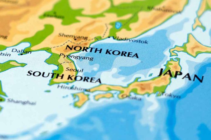 Map of North Korea, South Korea, and Japan.