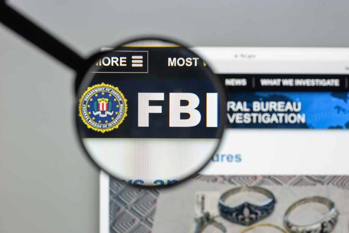 Magnifying glass over FBI logo on webpage