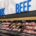 Meat section with packaged pork and beef products