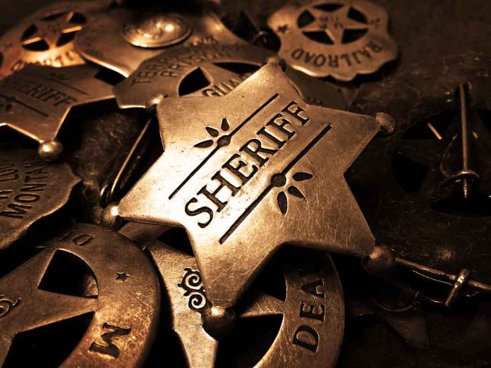 Sheriff badges stacked together