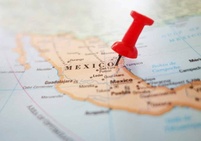 Map of Mexico with red pushpin marking location