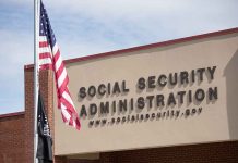 Social Security Administration building with American flag.