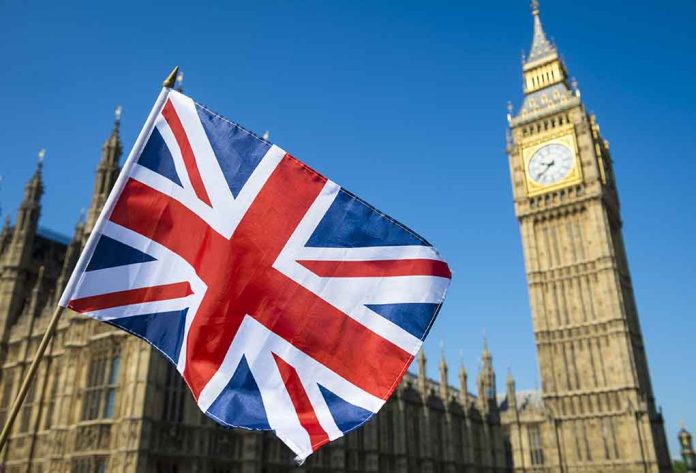 Union Jack flag with Big Ben in background.